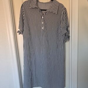 SHEIN Curve Blue and White Striped Blouse